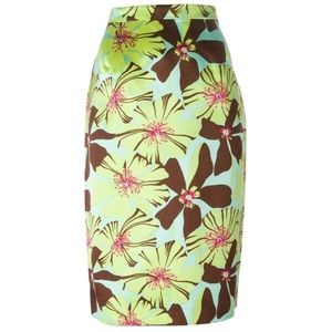 Vintage Prada Printed Silk Pencil Skirt